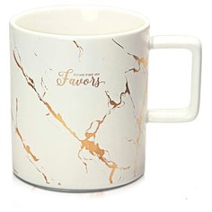 Чайная кружка Золотистый мрамор, белая, 10х8,5х10 см, MARMA MM-CUP-26