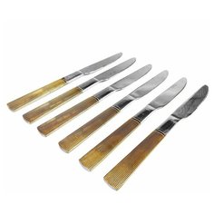 Набор ножей Золотистое плиссе, нержавеющая сталь, серебристый с золотистым, 6 шт, 22х2х3 см, MARMA MM-KNF-09