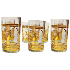 Набор стаканов, золотистый рисунок, стеклянный, 6 шт., стакан 10х6х6 см Marma