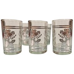 Набор стаканов, серебристый рисунок, стеклянный, 6 шт., стакан 10х6х6 см Marma