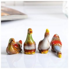 Сувенир керамика "Уточки" набор 4 шт 7х5,5х3 см 4551758 Сима ленд