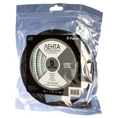 Cветодиодная LED лента 60SMD(5050)/м, 14.4Вт/м, 5м, IP65, 12V, холодный белый Feron LS607 27652 15594235