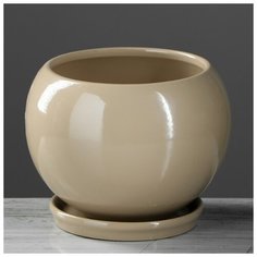 Цветочный горшок "Шар", премиум, мокко, 1 л 4309209 Керамика ручной работы