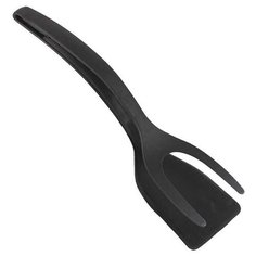 Лопатка с щипцами лопатка для кухни, щипцы кулинарные, цвет черный, 30,5х8,5x4,5 см, Kitchen Angel KA-BS1-02