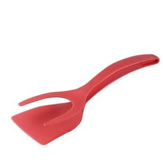 Лопатка с щипцами лопатка для кухни, щипцы кулинарные, цвет красный, 30,5х8,5x4,5 см, Kitchen Angel KA-BS1-01