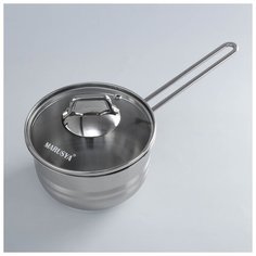 Ковш 1,5 нерж. сталь; стекл. крышка 14х9 см 4973073 Маруся