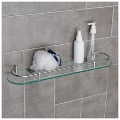 Полка для ванной комнаты, металл, стекло 50х12х4 см 2506470 Сима ленд