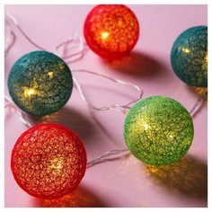 Гирлянда Luazon Lighting Decor Клубки 500 см, 20 ламп, красный/зеленый/теплый белый