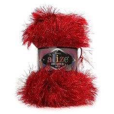Пряжа ALIZE Decofur SIM 100гр. 100м. (80% полиэстер, 20% металлик) ТУ (5601 красный), 5 мотков