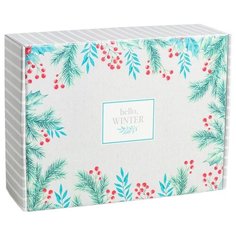 Коробка подарочная Дарите счастье Hello, winter 30.7 x 9.5 x 22 см grey
