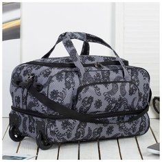 Сумка дор на колесах М221, 60*31*36/41, отд на молнии, с увел, н/карман, огурцы на сером 1438358 Amen.