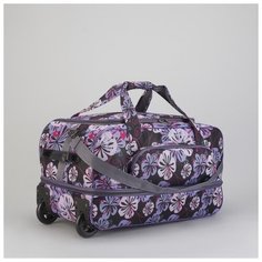 Сумка дор на колесах М221, 60*31*36/41, отд на молнии, с увел, н/карман, цветы фиолет/розовый 3951 Amen.