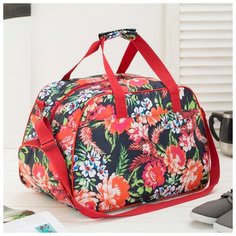 Сумка дор 83/Д, 44*25*30, отд на молнии, 2 н/кармана, длин ремень, Цветы на черном 4517271 Amen.