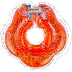 Круг на шею Baby Swimmer 0m+ (3-12 кг) с погремушкой оранжевый