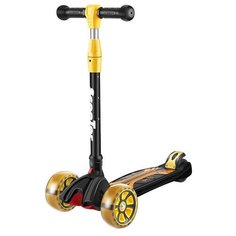 Трёхколёсный самокат Sporting Scooter со складной ручкой и светящимися колёсами Чёрный
