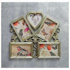 Фоторамка Yiwu Zhousima Crafts Бабочки и вензель на 5 фото 10х15, 12х12 см золото