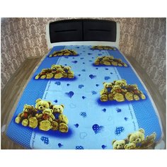 Простыня бязь пл.120гр/м. мишки голубые простыня 1,5 сп. детская расцветка Iv Selena