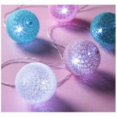 Гирлянда Luazon Lighting Decor Клубки 500 см, 20 ламп, бирюзовый/розовый/холодный белый