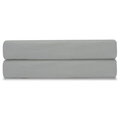Простыня на резинке из сатина светло-серого цвета из коллекции Essential, 180х200х28 см Tkano