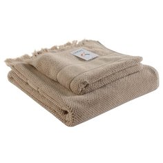 Полотенце банное с бахромой бежевого цвета Essential, 70х140 см Tkano