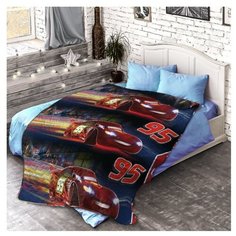 Покрывало стеганое "Непоседа" 145*200 "Тачки" Ночная гонка, хлопок