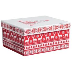 Коробка подарочная Дарите счастье Скандинавия 30 х 15 х 24.5 см белый/красный