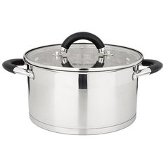 Кастрюля Agness со стеклянной крышкой, нерж.сталь, серия midnight 2,5л 18х10,5 см (937-301)