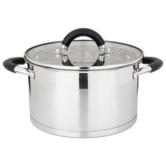 Кастрюля Agness со стеклянной крышкой, нерж.сталь, серия midnight 3,5л 20х11,5 см (937-302)