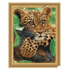 Картина мозаикой 3D, с нанесенной рамкой "Леопард" (28 цветов) Molly