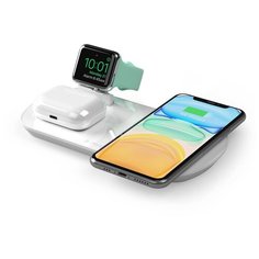 Зарядная станция Deppa 3 в 1: iPhone, Apple Watch, Airpods, беспроводная, 17,5W, белый