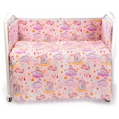 Бортик для детской кроватки Patrino "Нежный сон" (розовый/принт единорог) Тутси