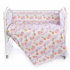 Бортик для детской кроватки Patrino "Сказочный лес" (мятный/принт единорог) Тутси