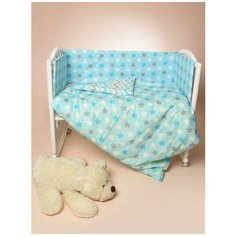 Бортик для детской кроватки Patrino "Нежный сон" (бирюзовый/черный) Тутси