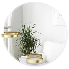 Зеркало с полочками Perch 60 см латунь Umbra