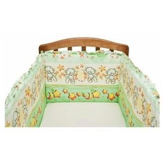 Бортик защитный СОННЫЙ МИШКА 43*360 (бязь), зеленый Stiony