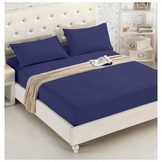 Простыня Nova Сатин, 160x220 см, темно-синий