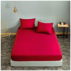 Простыня на резинке Nova Сатин, 180x200 см, красный