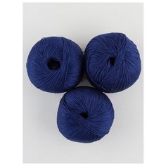 Пряжа "Ажурная" 50г., 280м (3 мотка)., Пехорский текстиль, 04-Т.Синий Пехорка