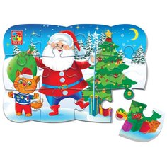 Пазлы на магните "Дед Мороз и котик" 12 элементов Vladi Toys