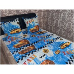Детское постельное белье бязь такси вид 2 (голубой) 1,5 спальное детские расцветки Iv Selena