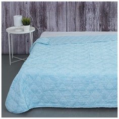 Покрывало стеганное на кровать и диван хлопок - Облегченное одеяло, Вселенная текстиля, 10333/2 Аквамарин, цвет голубой, 1.5 сп (150х210 см)