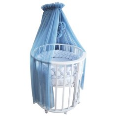 Балдахин на детскую кроватку с помпонами, фатин, индиго Childrens Textiles