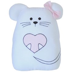 Подушка-бортик "Мышка белая с розовым сердечком, бантик розовый", 35*30 см, 100% хлопок Childrens Textiles