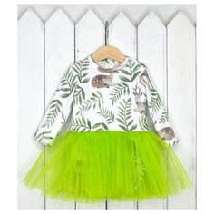 Платье-боди Baby boom Олени размер 86, белый/зеленый