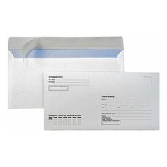 Конверты E65 (110х220 мм), отрывная лента, "Куда-Кому", 80 г/м2, КОМПЛЕКТ 1000 шт., внутренняя запечатка, Е65.02СКК, 1 шт. Курт