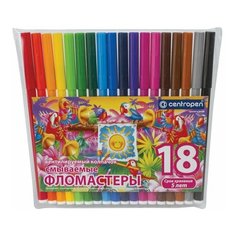 Фломастеры CENTROPEN "Птицы", 18 цветов, смываемые, вентилируемый колпачок, полибег, 7790/18-87, 2 шт.