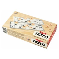 Игра настольная "Лото", с деревянными фишками, 90 деревянных фишек, 24 карточки, 10 КОРОЛЕВСТВО, 02950, 1 шт.