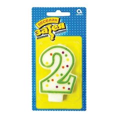 Праздничная свеча цифра "2" высотой 7,6 см, 5 шт. Веселая Затея
