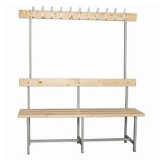 Скамья с вешалкой, спинкой "СВТ 5", 1765х1500х395 мм, 10 крючков, каркас металлический серый, сиденье дерево, 1 шт. ТИТАН