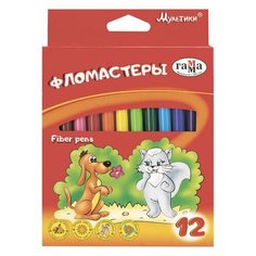 Фломастеры ГАММА "Мультики", 12 цветов, вентилируемый колпачок, картонная упаковка, 180319_05, 2 шт. Gamma